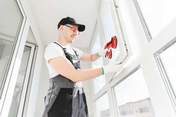 man installing a window