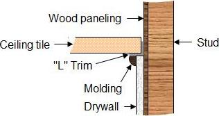 ceiling molding installed to hide top edge of drywall